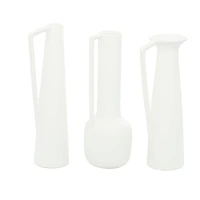 CosmoLiving by Cosmopolitan Set of 3 White Ceramic Modern Vase, 17", 16", 16"
