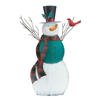 26" Metal Snowman with Cardinal Bird