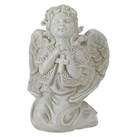 6.75" Praying Angel with Cross Outdoor Garden Statue