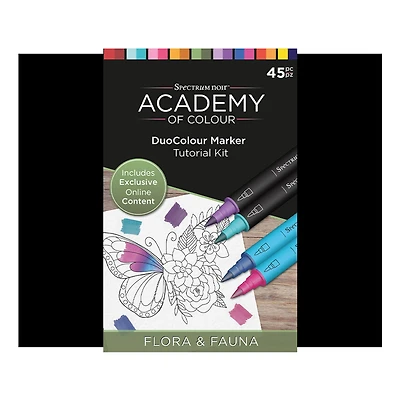 Spectrum Noir™ Academy of Colour DuoColour Markers 18 Color Flora & Fauna Tutorial Kit