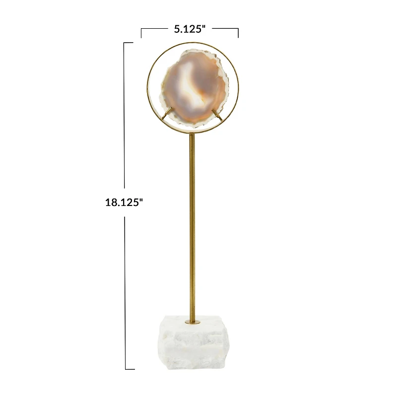 Hello Honey® 18" Gray Agate Accent on Metal & Marble Stand