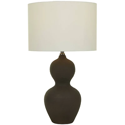 CosmoLiving by Cosmopolitan Black Ceramic Gourd Style Base Table Lamp with Drum Shade 15" x 15" x 26"