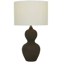 CosmoLiving by Cosmopolitan Black Ceramic Gourd Style Base Table Lamp with Drum Shade 15" x 15" x 26"