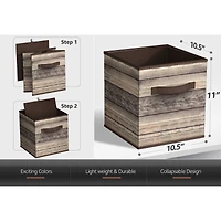 Sorbus 11" Brown Wood Pattern Foldable Storage Cubes, 4ct.