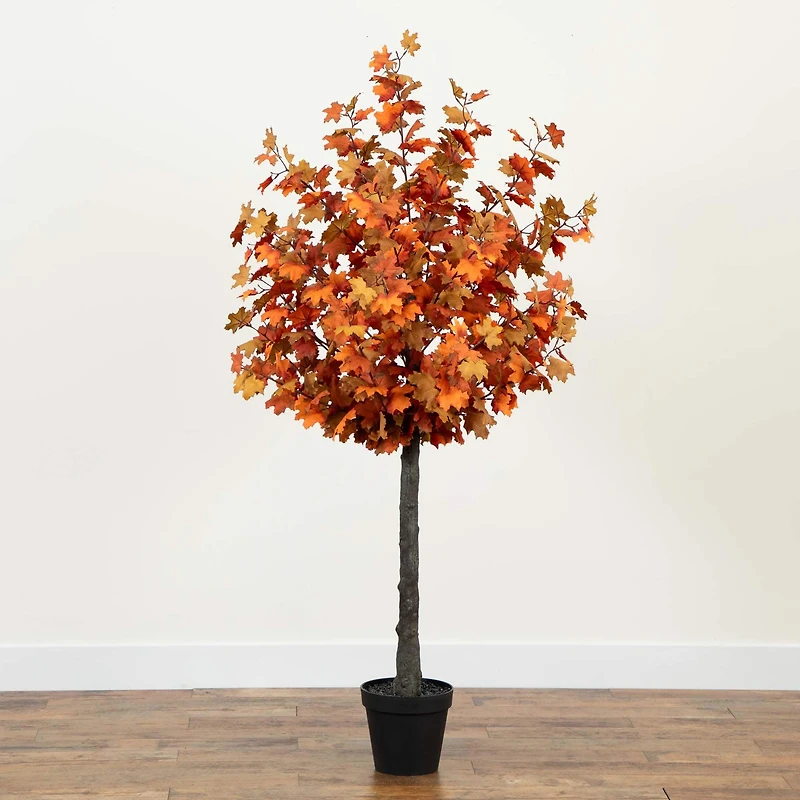 6ft. Deep Orange Autumn Lush Maple Artificial Potted Tree