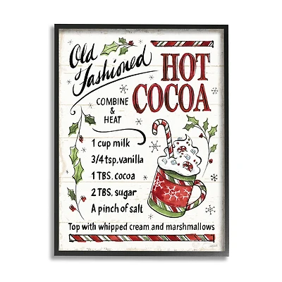 Stupell Industries Old Fashioned Hot Cocoa Recipe with Frame Wall Art