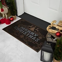Gold & Silver Reindeer Merry Christmas Doormat