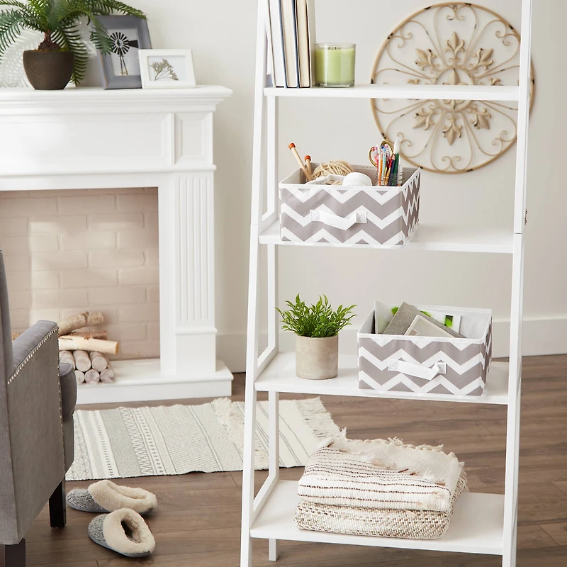 DII® 11" Gray Chevron Square Bin Set, 2ct.