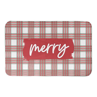 Merry Christmas Plaid Bath Mat