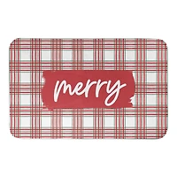 Merry Christmas Plaid Bath Mat
