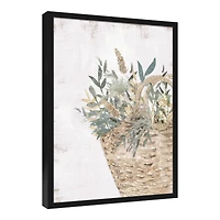 Jewel Flower Basket 20" x 30" Black Framed Canvas