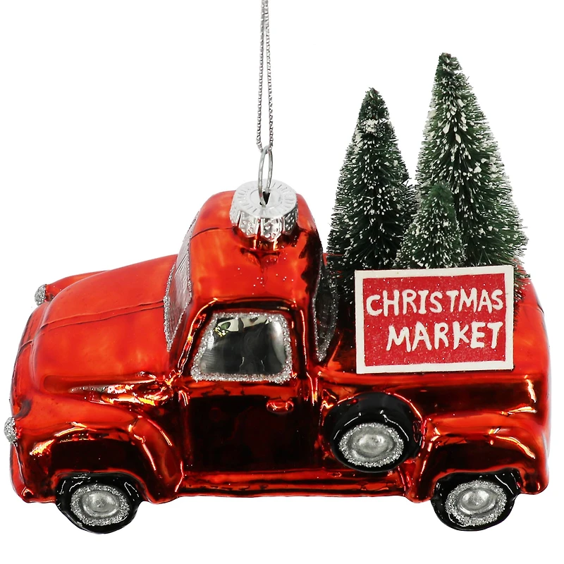 4.5" Truck with Christmas Tree Glass Ornament by Ashland®