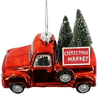 4.5" Truck with Christmas Tree Glass Ornament by Ashland®
