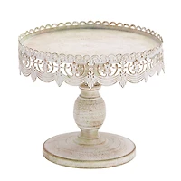 White Iron Farmhouse Cake Stand, 9" x 10" x 10"