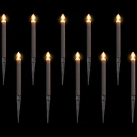 8" White C7 Candle Pathway Markers Christmas Lights With White Wire, 10ct.