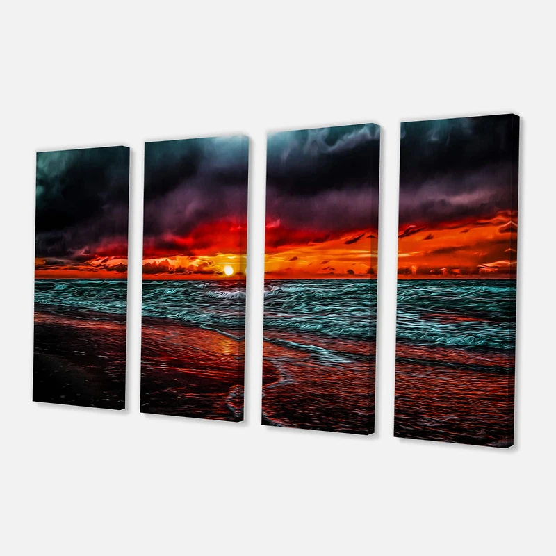 Designart - Red Sunset over Blue Waters