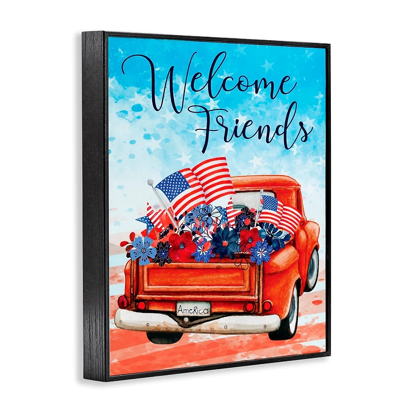 Stupell Industries Welcome Friends Americana Pickup Truck Framed Giclee Art