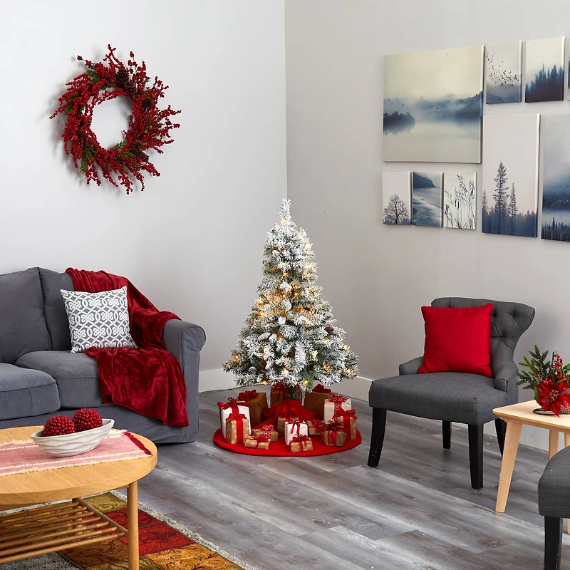 4ft. Pre-Lit White River Mountain Pine Artificial Christmas Tree, Clear LED Lights