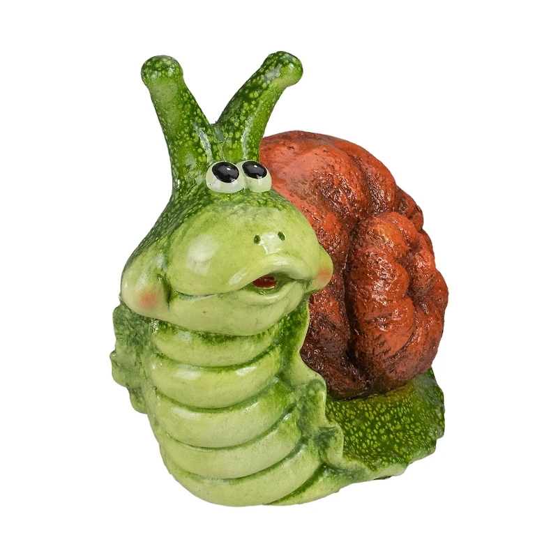 13.5" Green & Brown Snail Outdoor Garden Statue