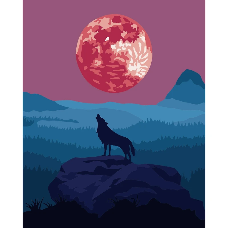 8" x 10" Howling Wolf Paint-by-Number Kit with Wood Display Hanger by Artist's Loft®