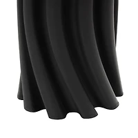 Black Abstract Curvy Ribbed Ceramic Vase