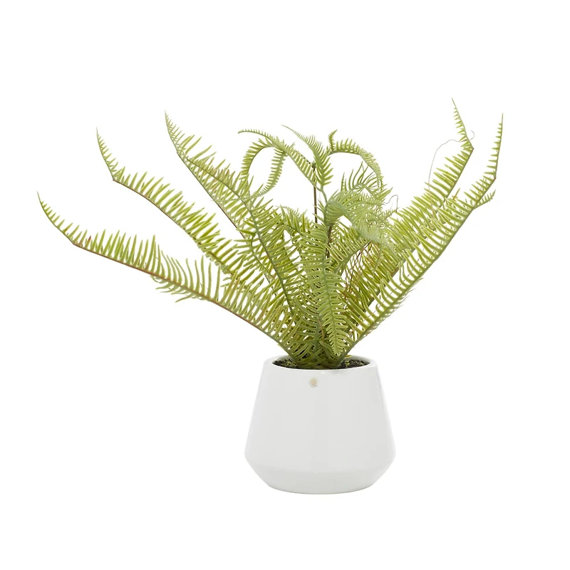 White Ceramic Contemporary Artificial Foliage, 18" x 16" x 14"