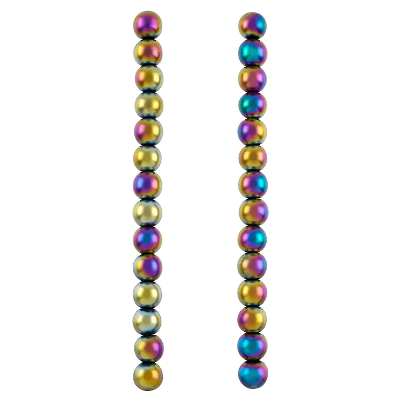 Rainbow Reconstituted Hematite Round Beads by Bead Landing