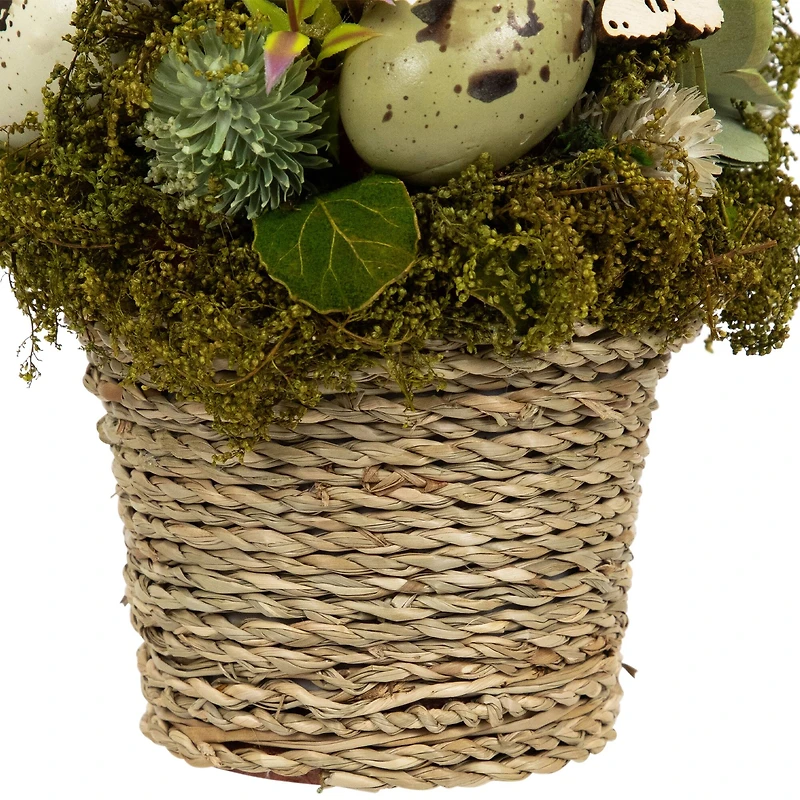 7" Wooden Mixed Floral & Easter Egg Artificial Arrangement
