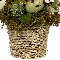 7" Wooden Mixed Floral & Easter Egg Artificial Arrangement