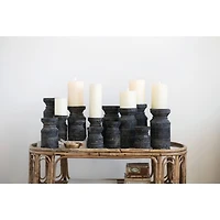 Hello Honey® Black Found Wood Pillar Candleholders Set
