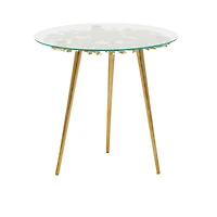 Gold Aluminum Modern Accent Table, 22" x 22" x 22"