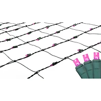 4' x 6' Raspberry Pink LED Wide Angle Net Style Christmas Lights - Green Wire