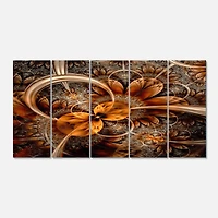 Designart - Dark Orange Fractal Flower - Abstract Wall Art Canvas