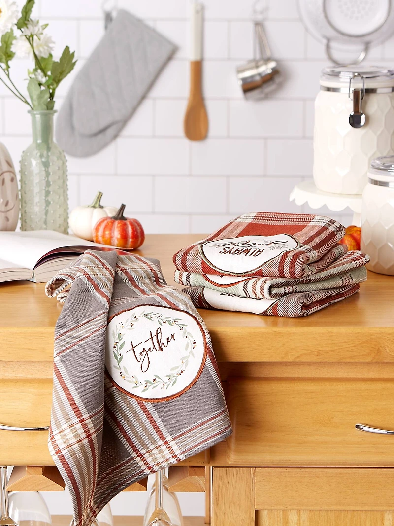 DII® Plaid Thanksgiving Cozy Picnic Dishtowel Set