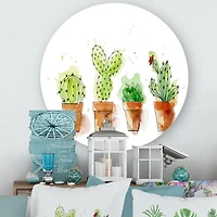 Designart - Cacti In Ceramic Pots In Gentle Tones I