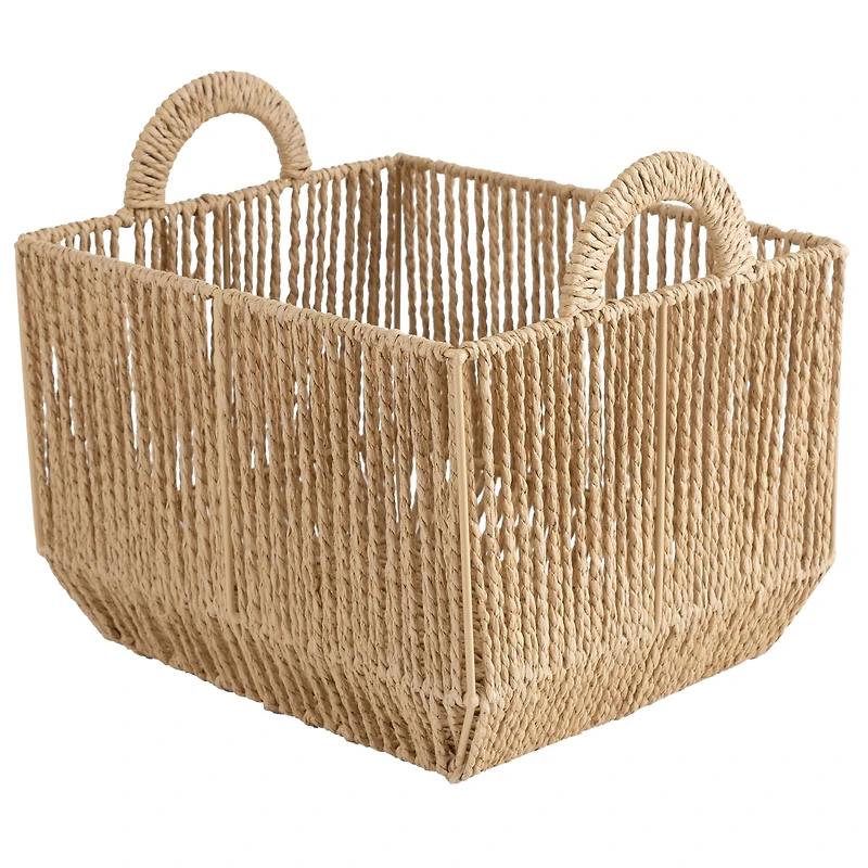 Simplify Vertical Weave Storage Basket with Round Handles