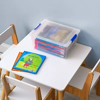 IRIS® 12qt. Clear Deep Storage Boxes with Lids & Blue Latches, 4ct.