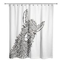 Sketch Llama Sweet Cheeks 71" x 74" Shower Curtain