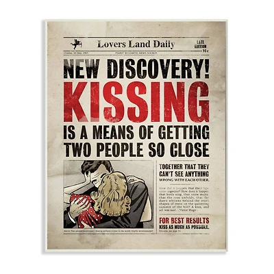 Stupell Industries Kissing Newspaper Wall Plaque