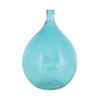22" Turquoise Coastal Glass Vase