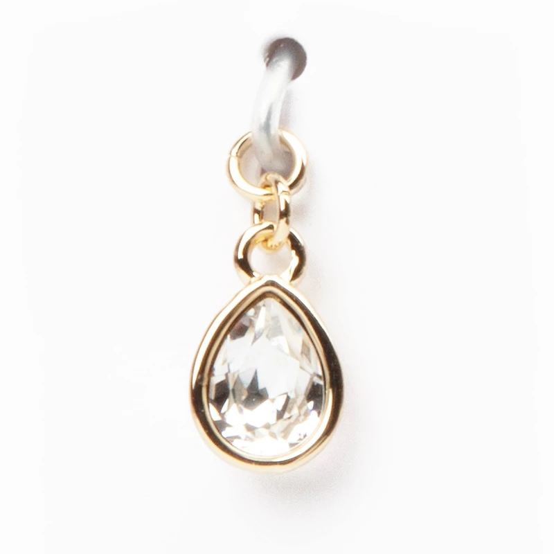 14K Gold Plated Clear Austrian Crystal Pear Charm by Bead Landing™