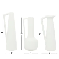 CosmoLiving by Cosmopolitan Set of 3 White Ceramic Modern Vase, 13", 12", 11"
