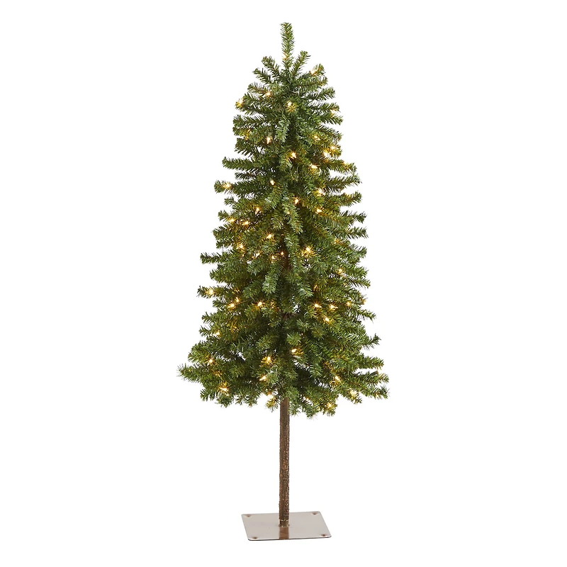 4ft. Pre-Lit Alpine Artificial Christmas Tree with Clear Lights