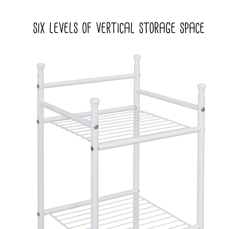 Honey Can Do White 6-Tier Bathroom Storage Shelving Unit