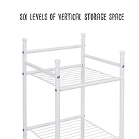 Honey Can Do White 6-Tier Bathroom Storage Shelving Unit