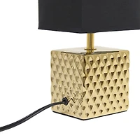 Simple Designs 12" Petite Hammered Gold Square Table Lamp