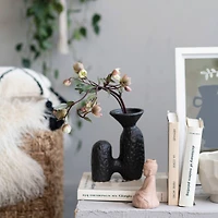 Hello Honey® 8" Matte Black Textured Stoneware Sculptural Vase