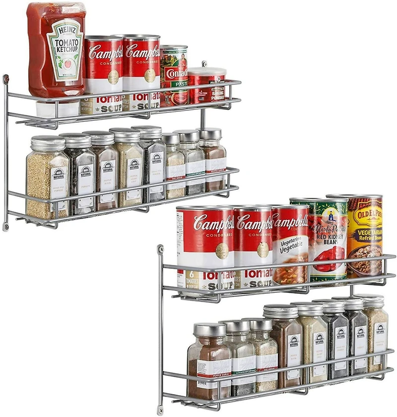 NEX™ 2-Tier Wall-Mounted Seasonings Jar Storage Rack, 2ct.