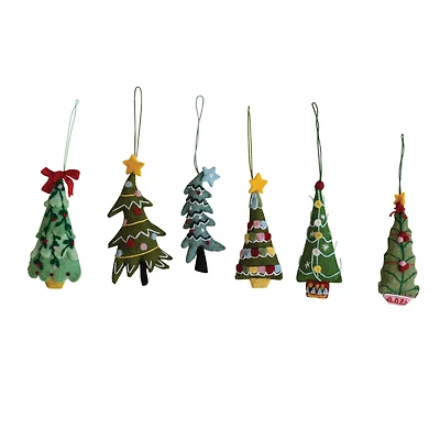 Hello Honey® Handmade Embroidered Wool Felt Tree Ornaments Set