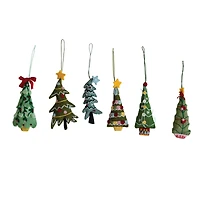 Hello Honey® Handmade Embroidered Wool Felt Tree Ornaments Set